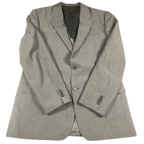 Theory Blazer Jacket Wool‎ Polyseter Lycra Mens Grayish Blue Long Sleeve Size 44